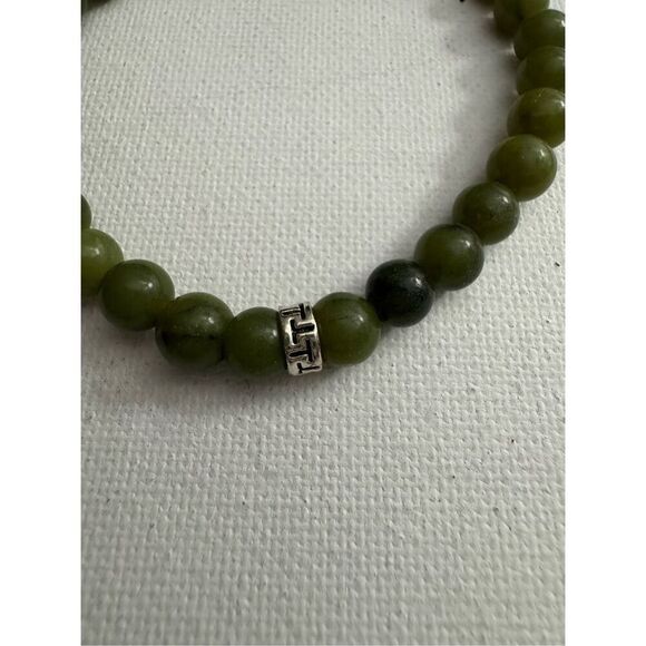 Women's Dark Green Earthy Stone Beaded Stretchy Slip On Bracelet Boho - Picture 3 of 4